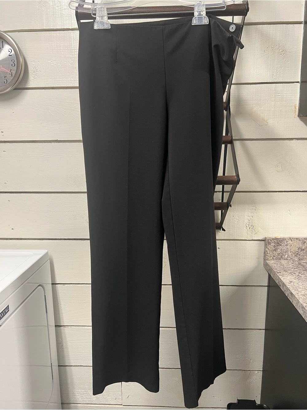 Women's Black Straight-Leg Side Zip Dress Pants